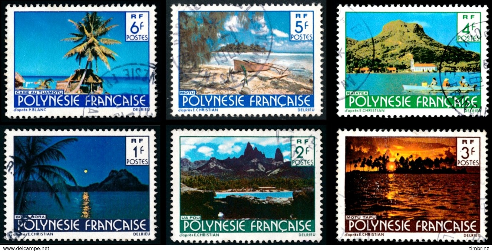 POLYNESIE 1979 - Yv. 132 à 137 Obl.  - Paysages [Sign. DELRIEU] (6 Val.)  ..Réf.POL23534 - Oblitérés