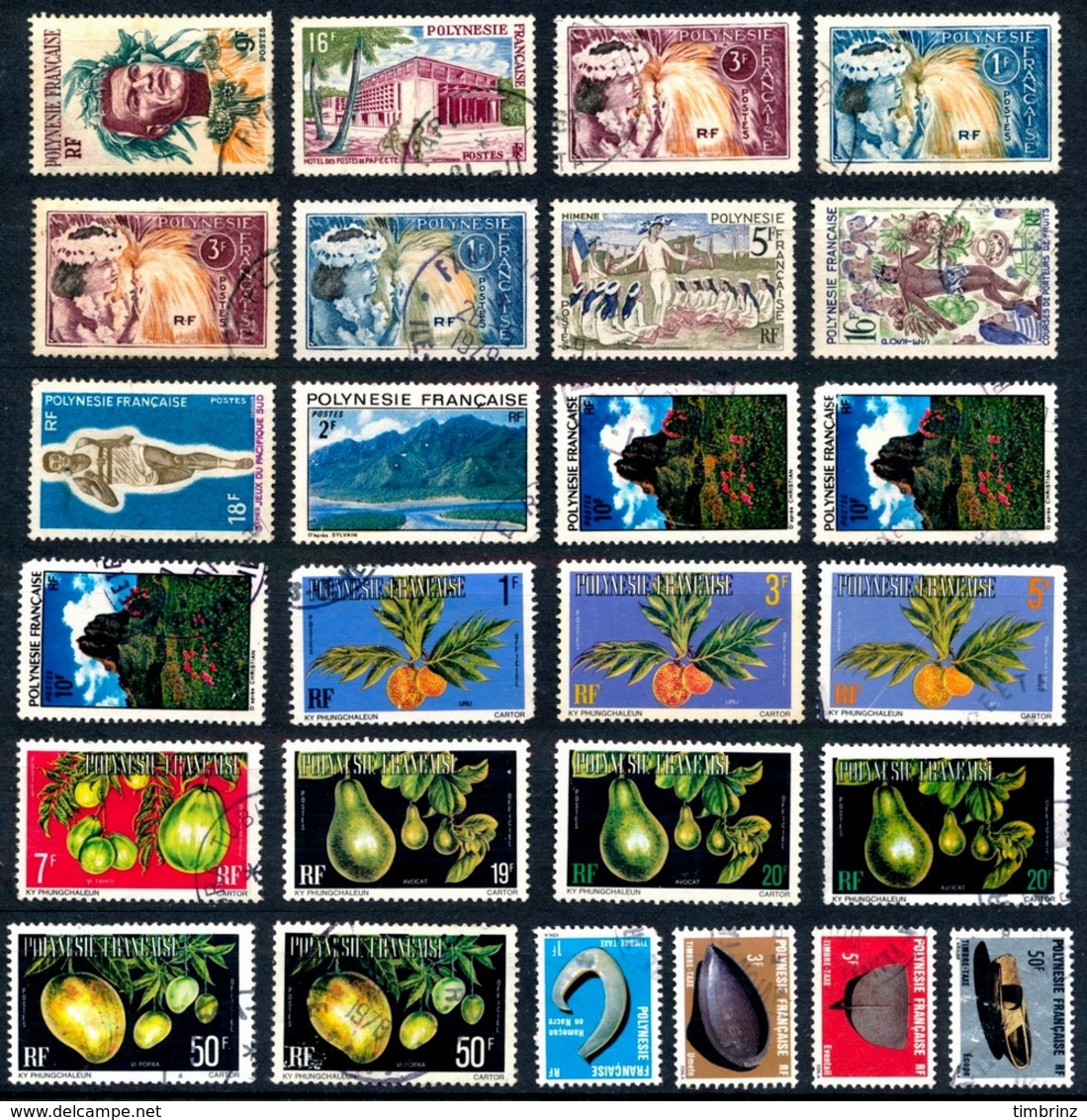 POLYNESIE 1958-93  Cote= Plus De 150,00 EUR - à 3 % ! - 114 Timbres Oblitérés Plus Ou Moins Défectueux ..Réf.POL23536 - Oblitérés