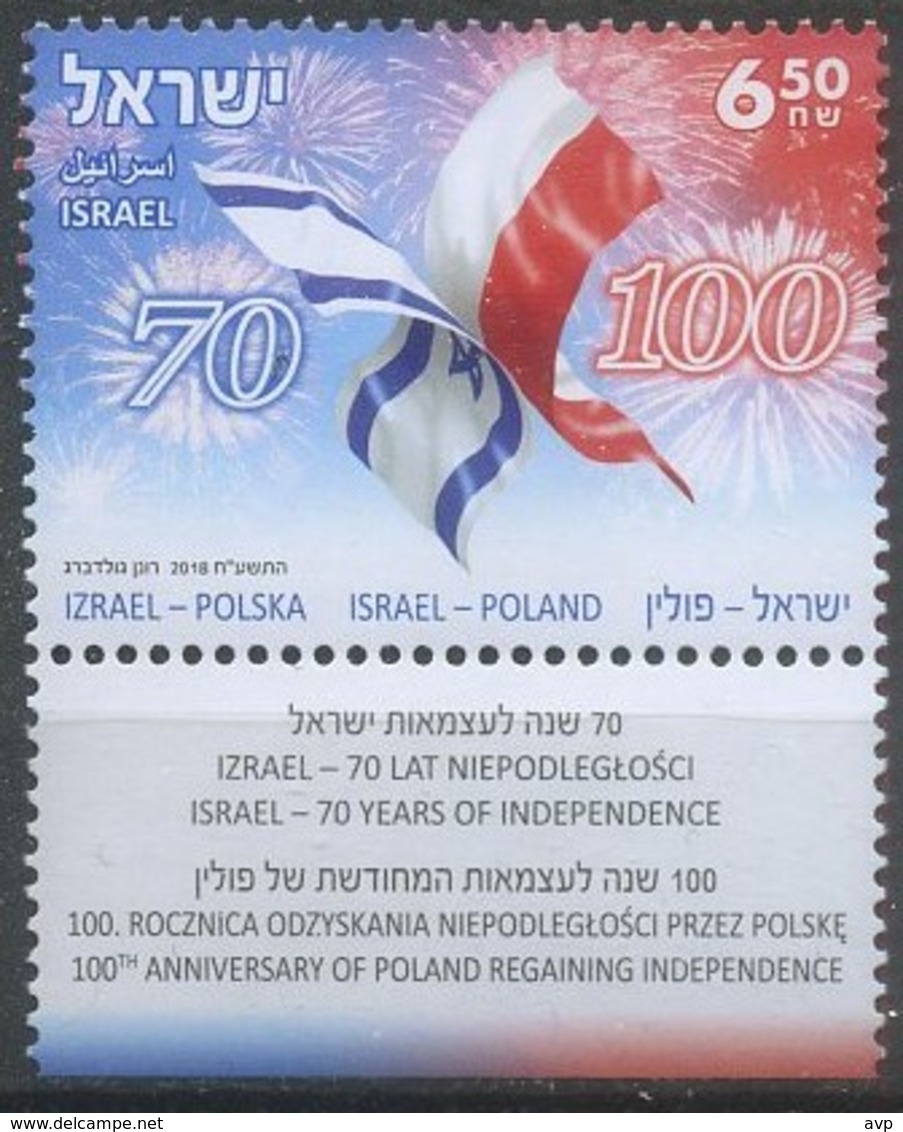 Israel 2018 Joint Issue With Poland, Flags - Neufs (avec Tabs)