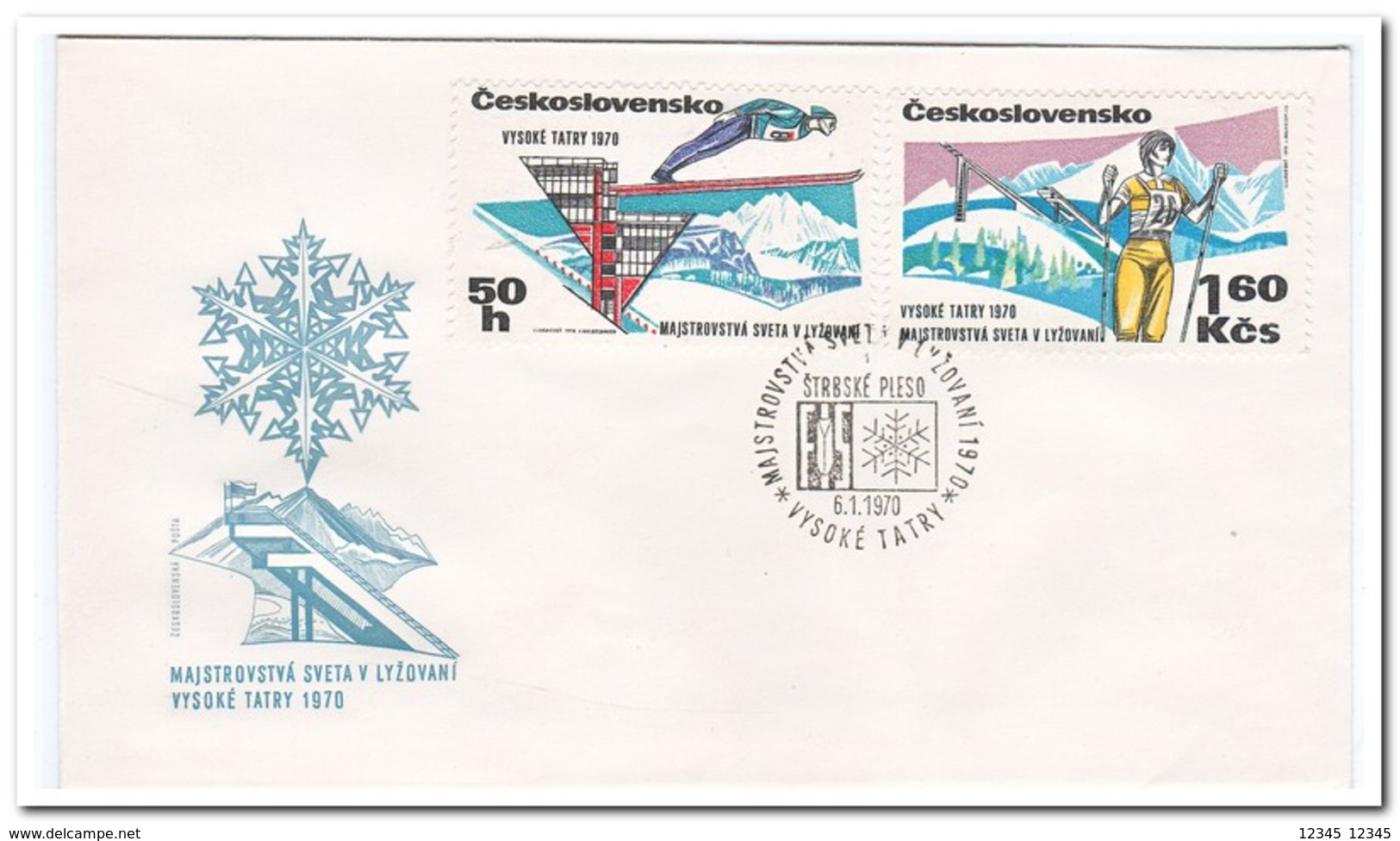 Tsjechoslowakije 1970, FDC, Nordic World Ski Championships, High Tatras - FDC