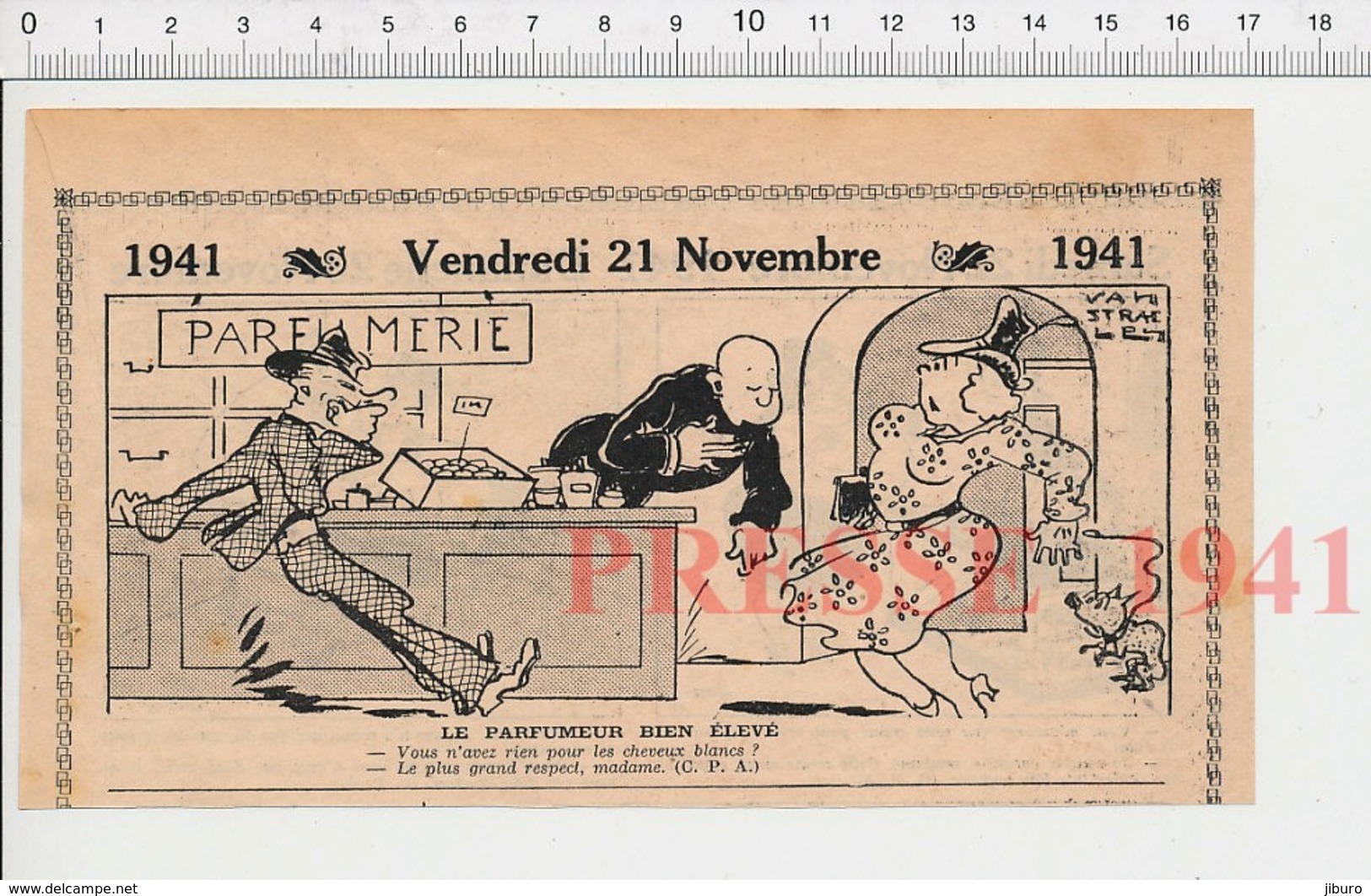 2 Scans Presse 1941 Humour Boutique Parfumerie Dame Femme Cheveux Blancs Crème Anti-rides  223XT - Non Classés