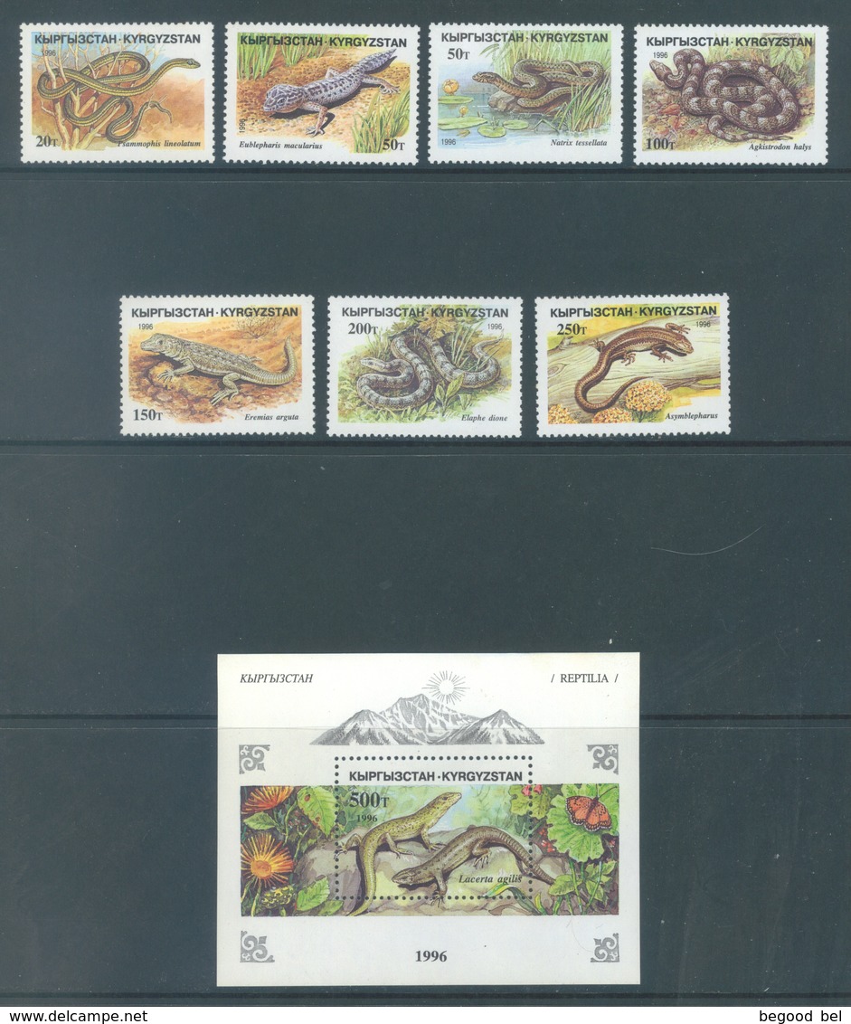 KIRGHIZISTAN  - 1996 -  MNH/** - REPTILE - Yv 73-79 BLOC 14 - Lot 18899 - Kirghizistan