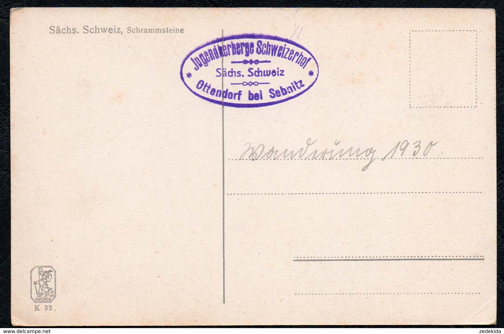 C1902 - Schrammsteine - Jugenherberge Schweizerhof Ottendorf Bei Sebnitz Stempel - Schmilka