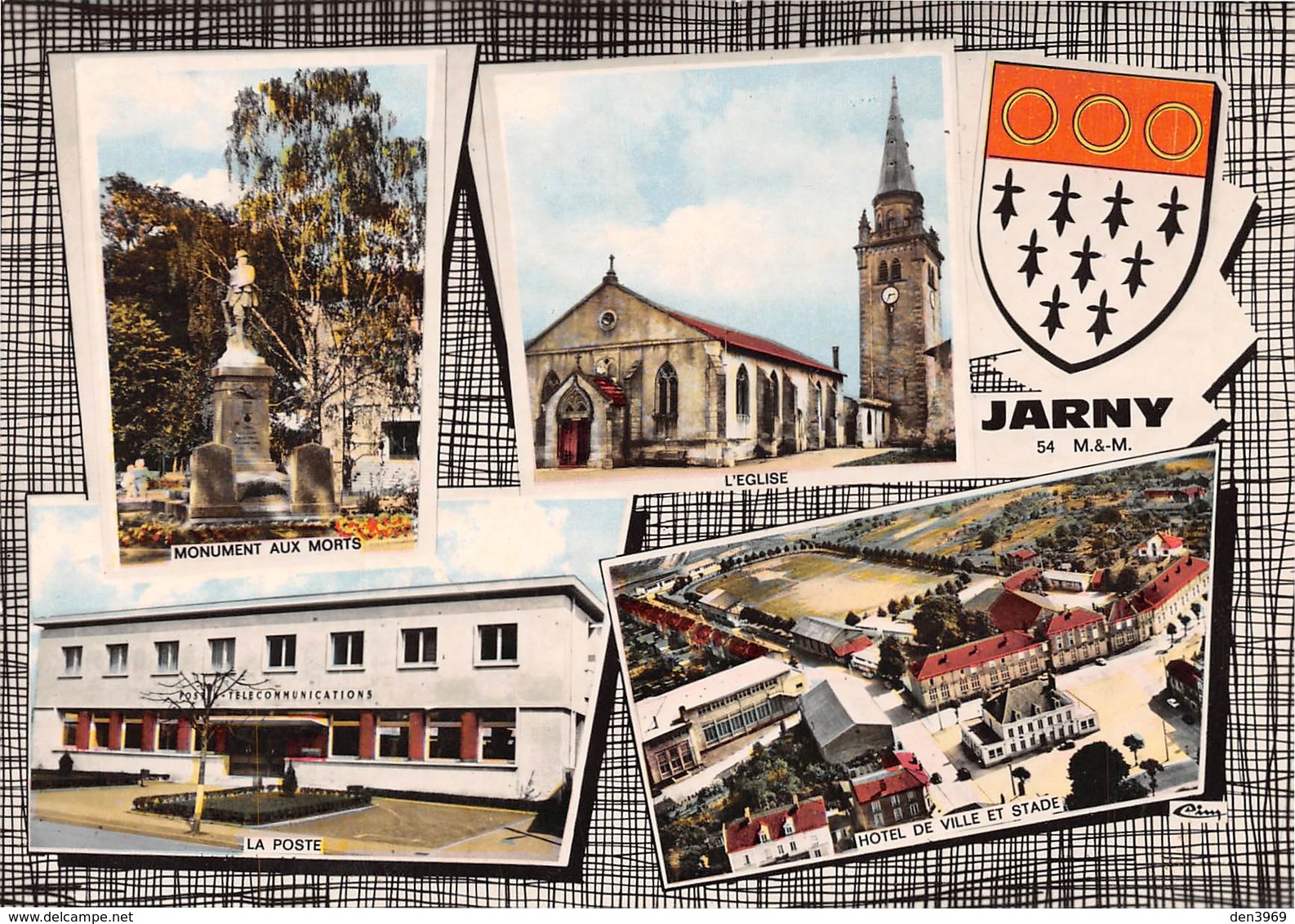 Jarny - Poste - Eglise - Monument Aux Morts - Hôtel De Ville Et Stade - Blason - Jarny