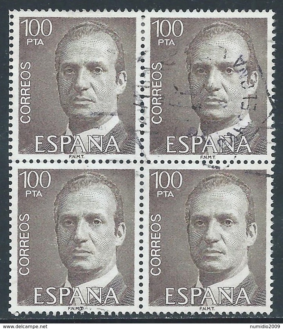 1981 SPAGNA USATO EFFIGIE DEL RE JUAN CARLOS I 100 P QUARTINA - F17 - Usati