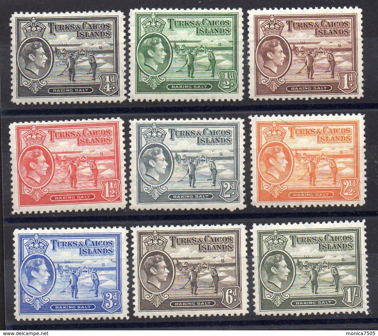 TURKS EY CAIQUES  ( POSTE ) : Y&T  N°  120/127A ET 128  TIMBRES  NEUFS  AVEC  TRACE  DE  CHARNIERE . - Turks & Caicos (I. Turques Et Caïques)