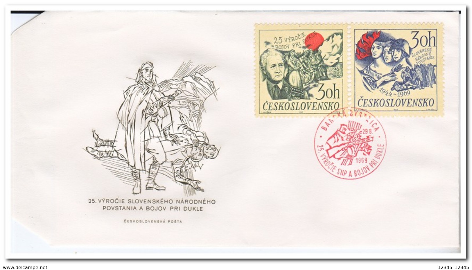 Tsjechoslowakije 1969, FDC, 25th Anniversary Of The Slovak Uprising - FDC