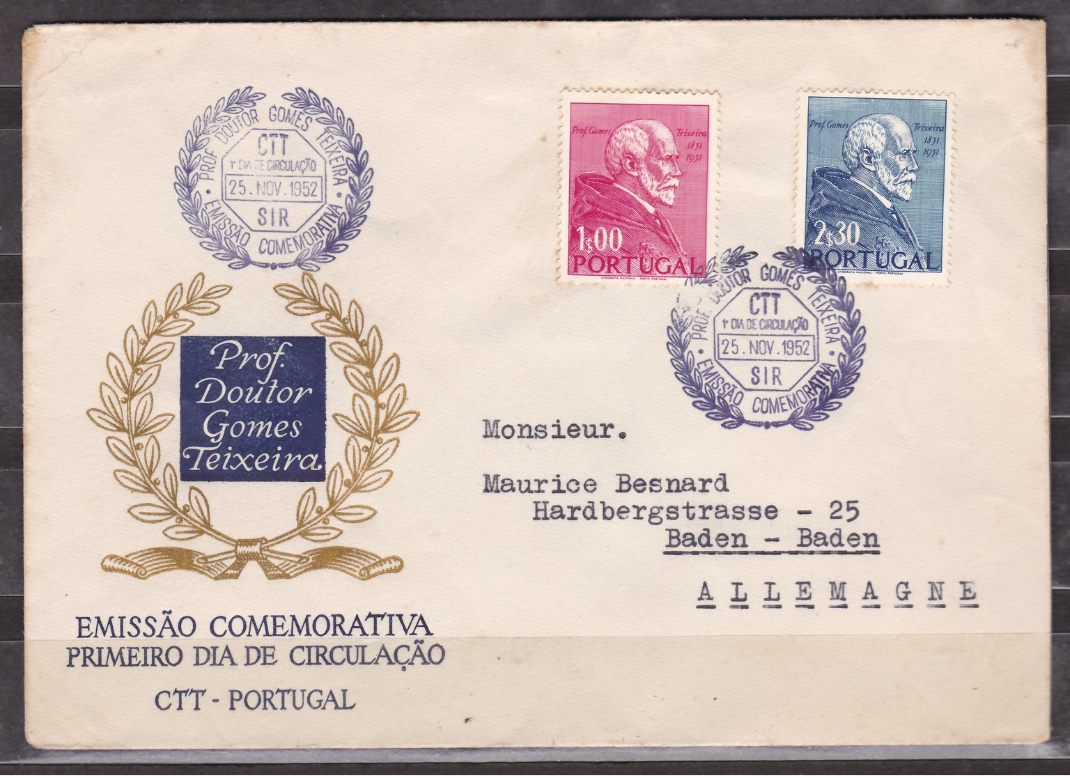 PORTUGAL - 1952 - FDC - Voir Scan - FDC