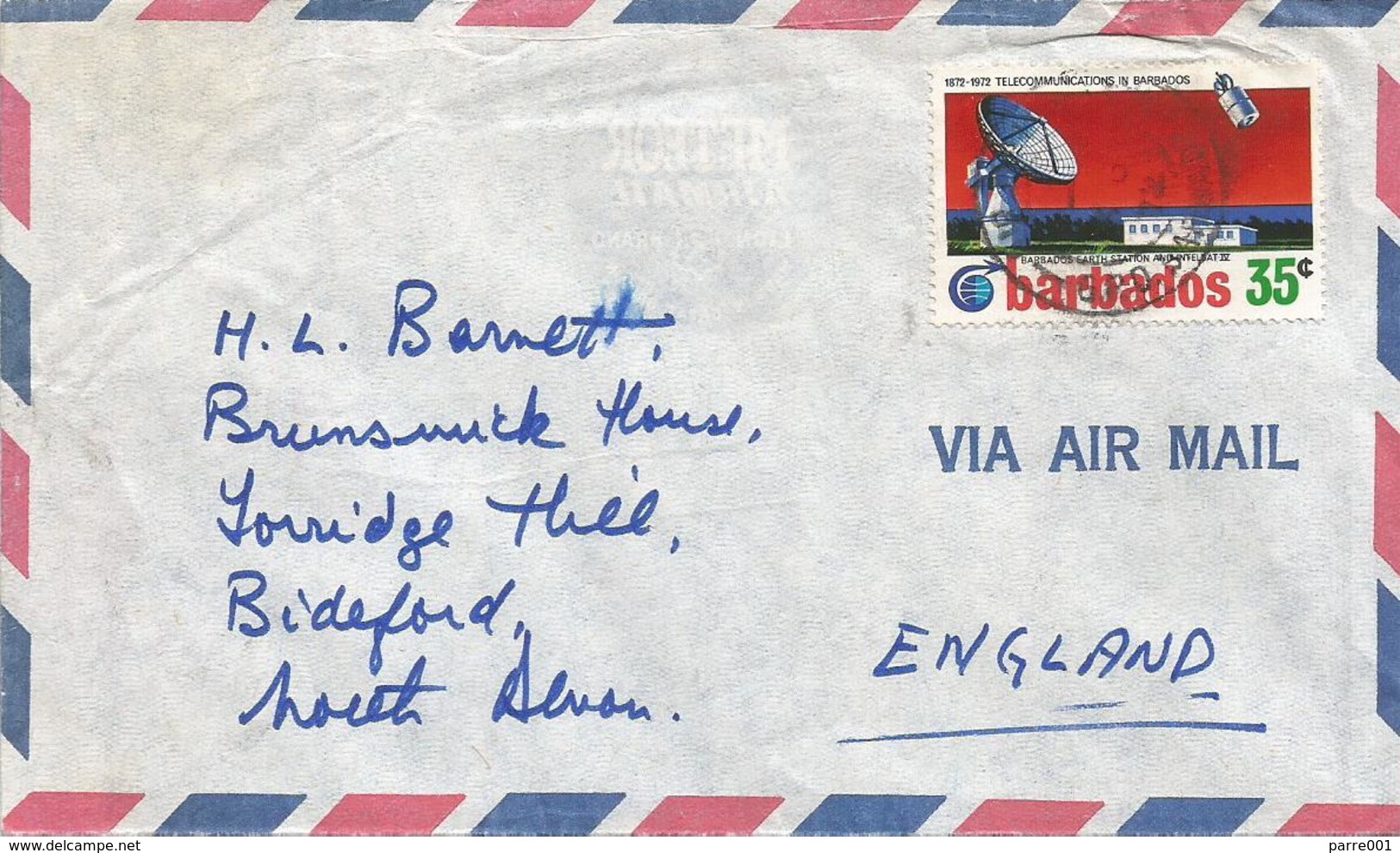 Barbados 1972 Bridgetown Satellite Communication Earth Station INTELSAT IV Cover - Barbades (1966-...)