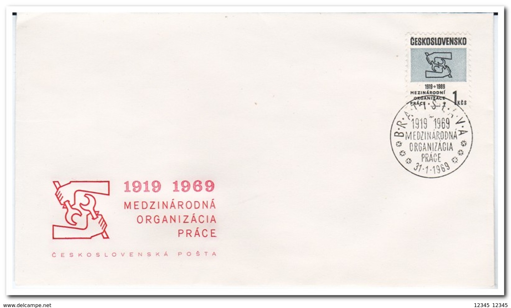 Tsjechoslowakije 1969, FDC, 50 Years International Labor Organization - FDC