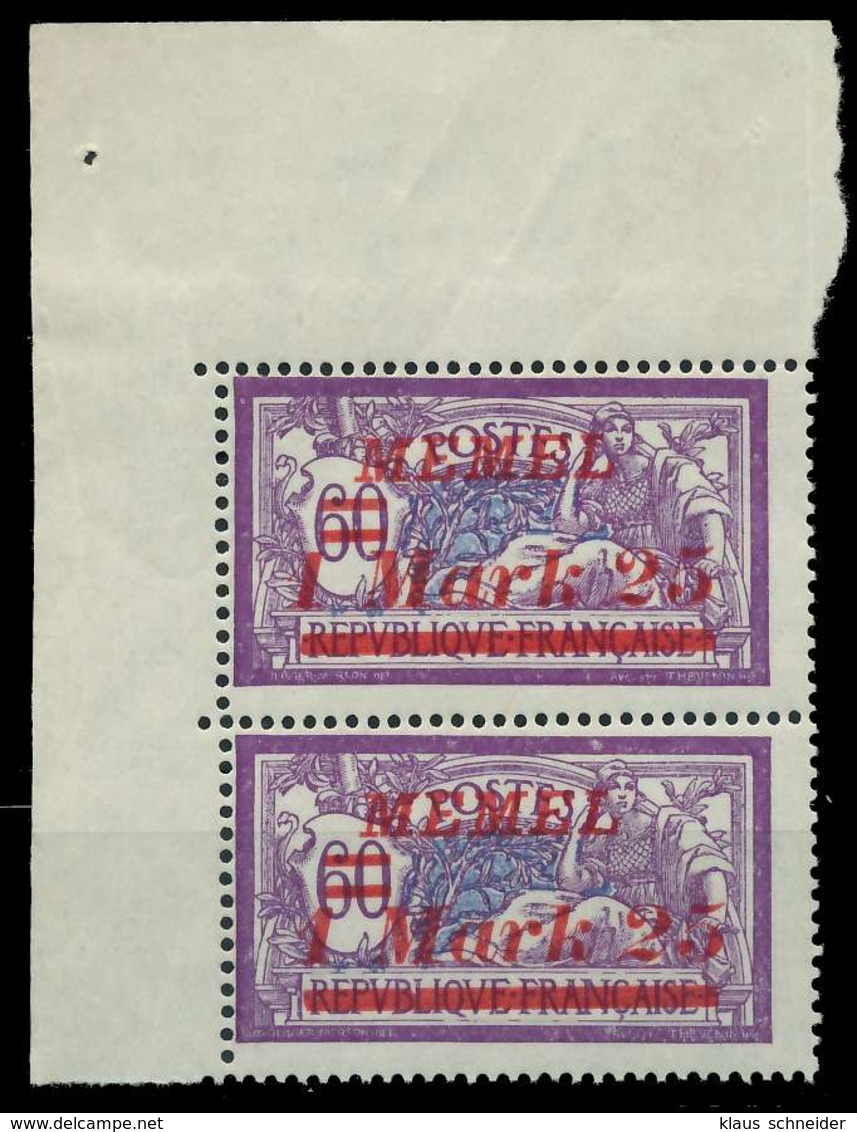 MEMEL 1922 Nr 65 Postfrisch SENKR PAAR ECKE-OLI X887C82 - Memelgebiet 1923