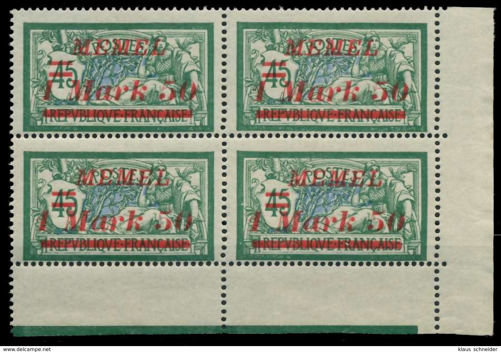 MEMEL 1922 Nr 66 Postfrisch VIERERBLOCK ECKE-URE X887CA2 - Klaipeda 1923