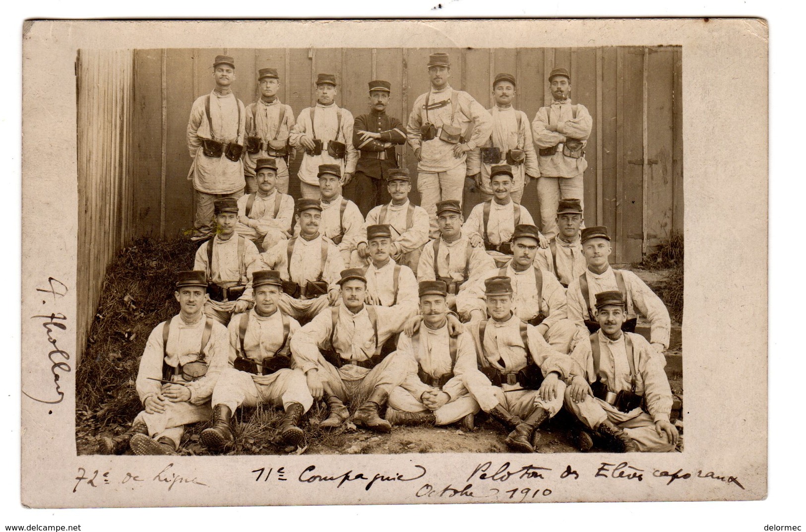 Carte Photo Militaria Amiens Somme 72 ème RI Régiment Infanterie De Ligne Peloton Des élèves Caporaux Octobre 1910 - Amiens