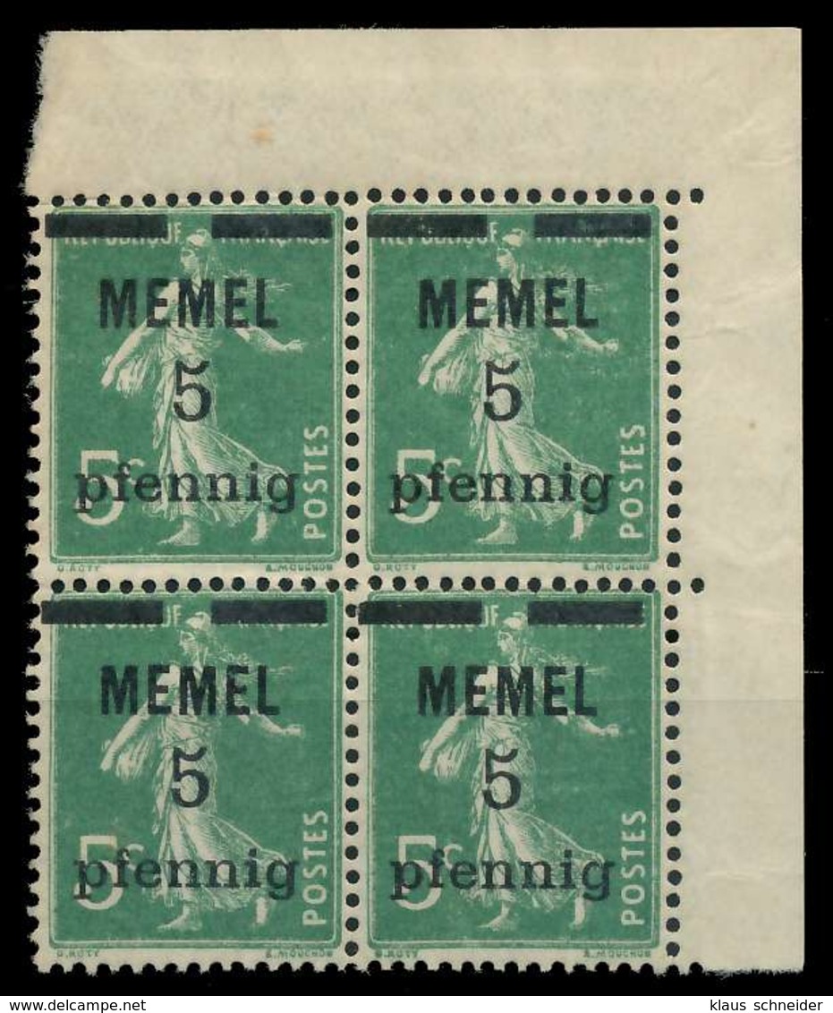 MEMEL 1920 Nr 18b Postfrisch VIERERBLOCK ECKE-ORE X887D5E - Memelgebiet 1923