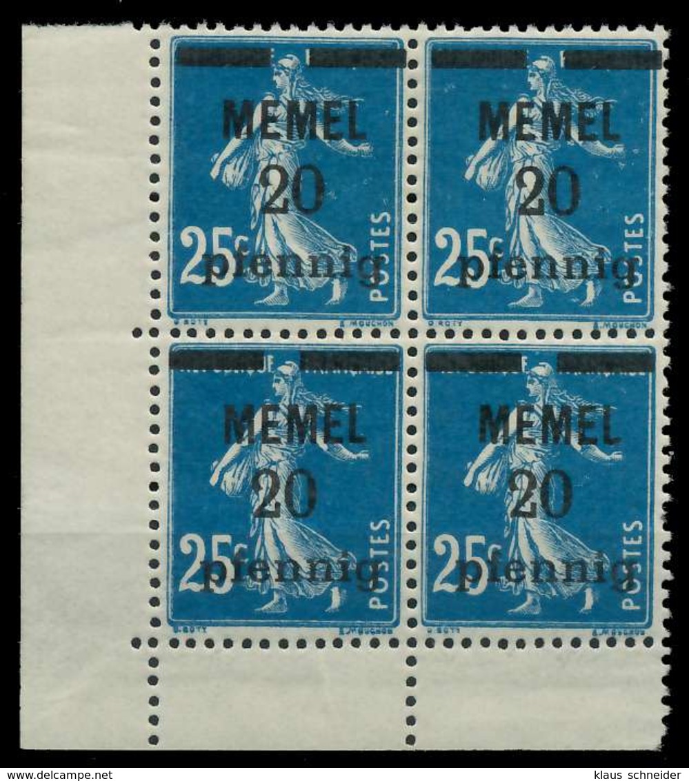 MEMEL 1920 Nr 20b Postfrisch VIERERBLOCK ECKE-ULI X887D96 - Memelgebiet 1923