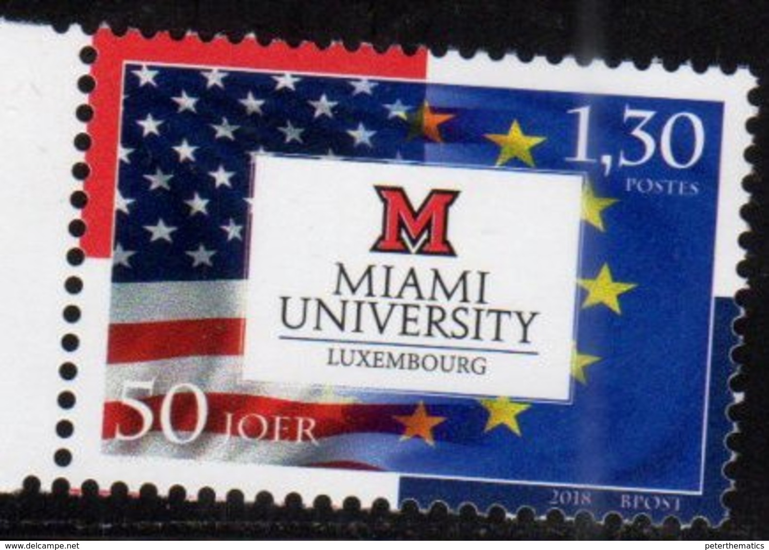 LUXEMBOURG, 2018, MNH, EDUCATION, MIAMI UNIVERSITY, FLAGS, EU,1v - Unclassified