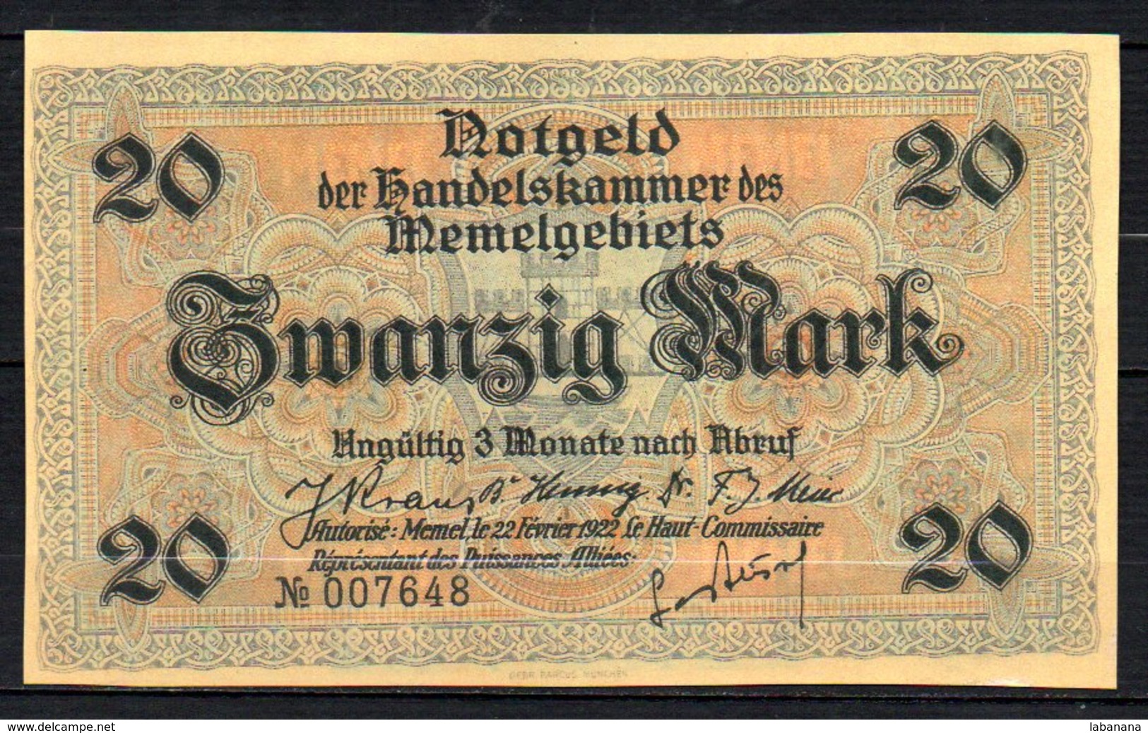 617-Memel lot de billets de 1922, je pense des reproductions