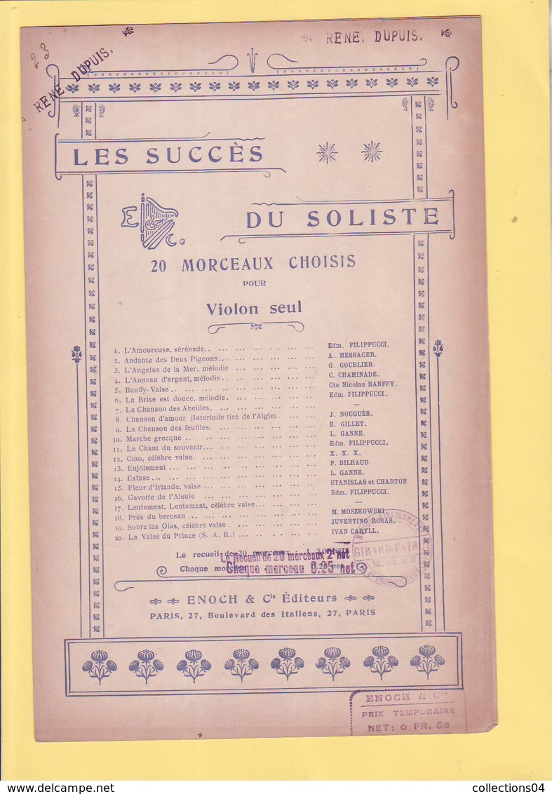 PARTITION  N° 23 /  L ANGELUS DE LA MER / VIOLON SEUL / GUSTAVE GOUBLIER / - Chansonniers