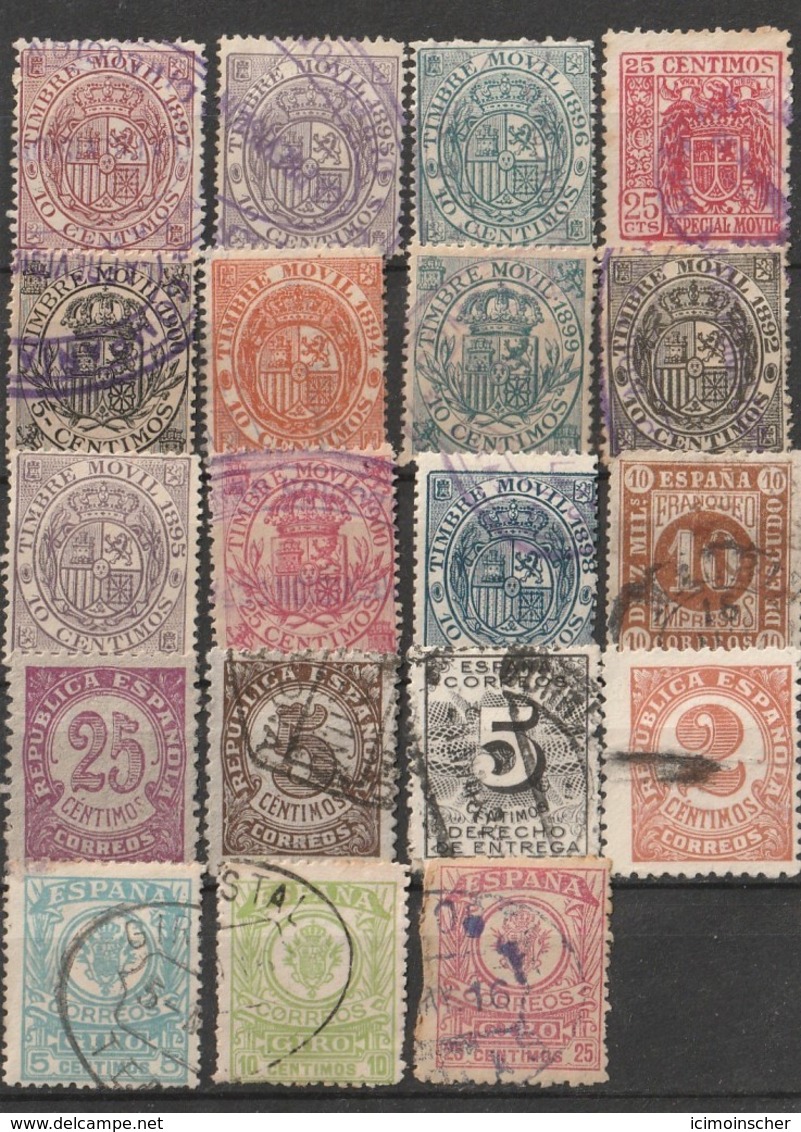 Espagne - Lot 19 Timbres 1892/97 - Post-fiscaal