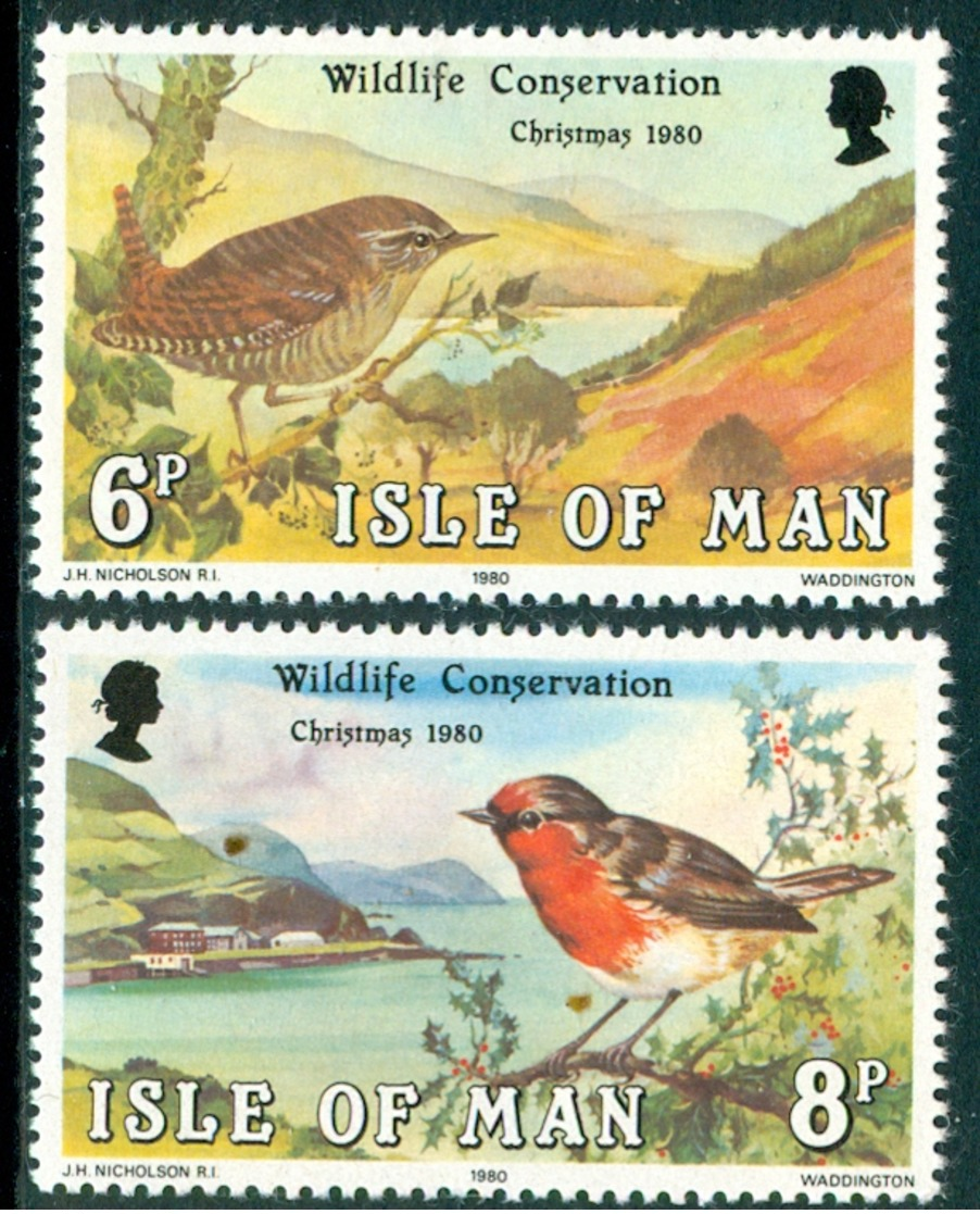 Isle Of Man 1980 Christmas & Wildlife Conservation Year , XF MNH, MiNr 178-9, SG 181-2; C.v. €0.90 Or £0.50 - Man (Ile De)