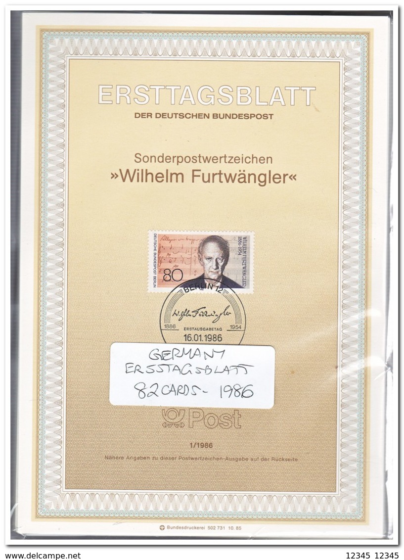 Duitsland 1986, 82 Ersttagsblätter With Doubles Only 5ct Each ( 505 Gram ) Better Than You Would Expect - Andere & Zonder Classificatie