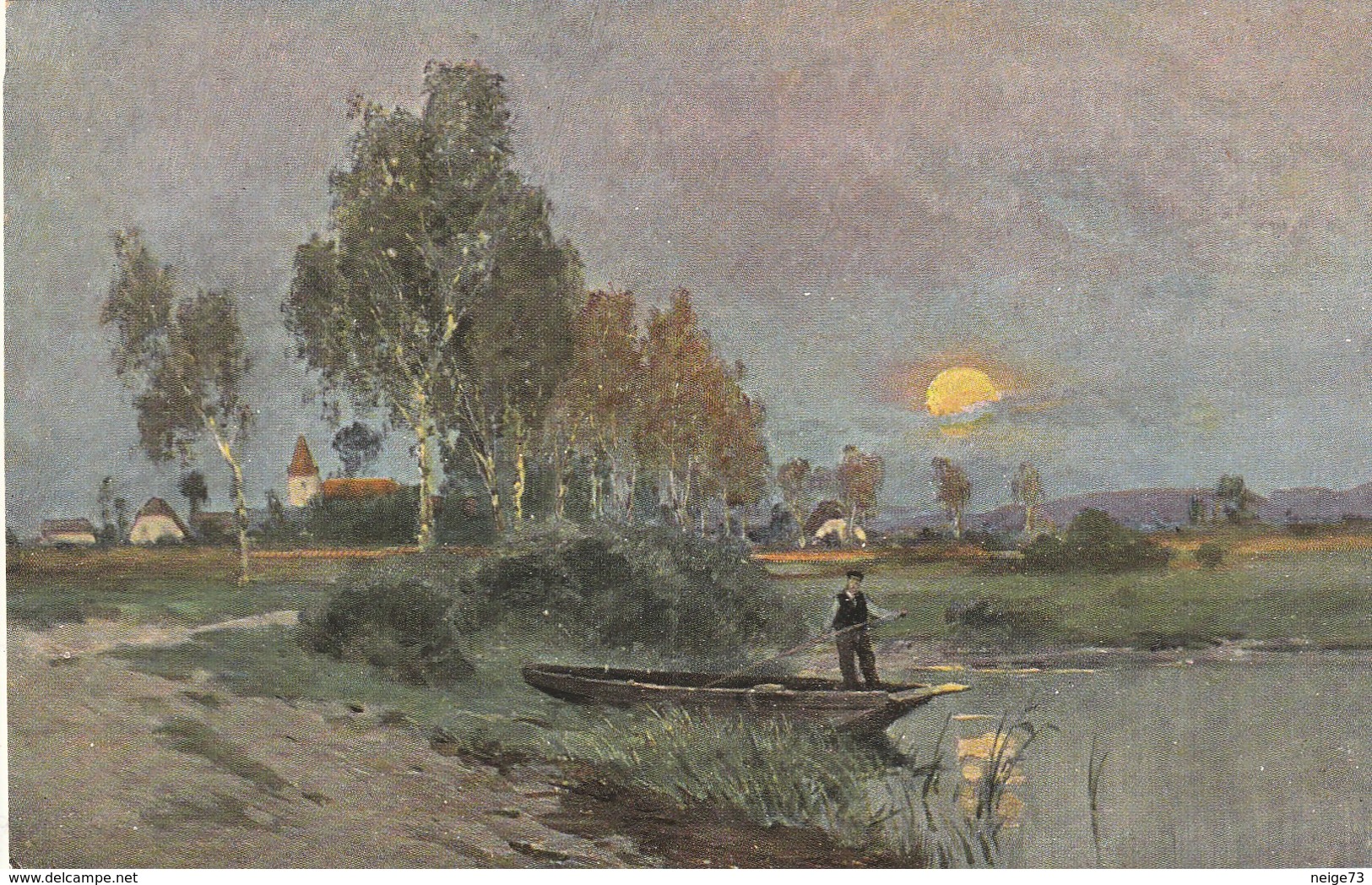 série de 6 cartes postales anciennes illustrées - paysages - tableaux - vers 1900