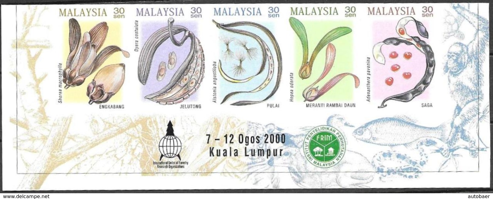 Malaysia 2000 21. IUFRO World Congress Kuala Lumpur Mi. No.920-24B Unperforated Mint MNH Postfrisch Neuf ** - Malaysia (1964-...)