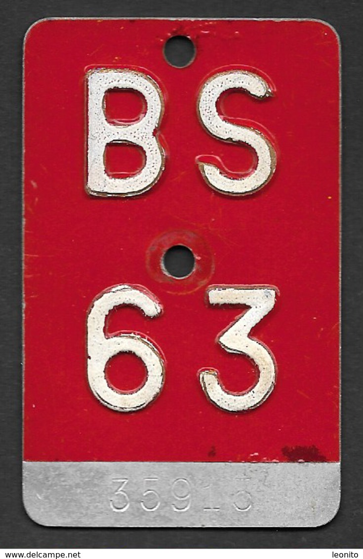 Velonummer Basel Stadt BS 63 - Plaques D'immatriculation