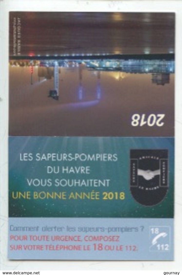 Calendrier Des Sapeurs Pompiers 2018 (15X10) : Le Havre Font De Mer Musée Sémaphore La Nuit - Photo Basille - - Autres & Non Classés