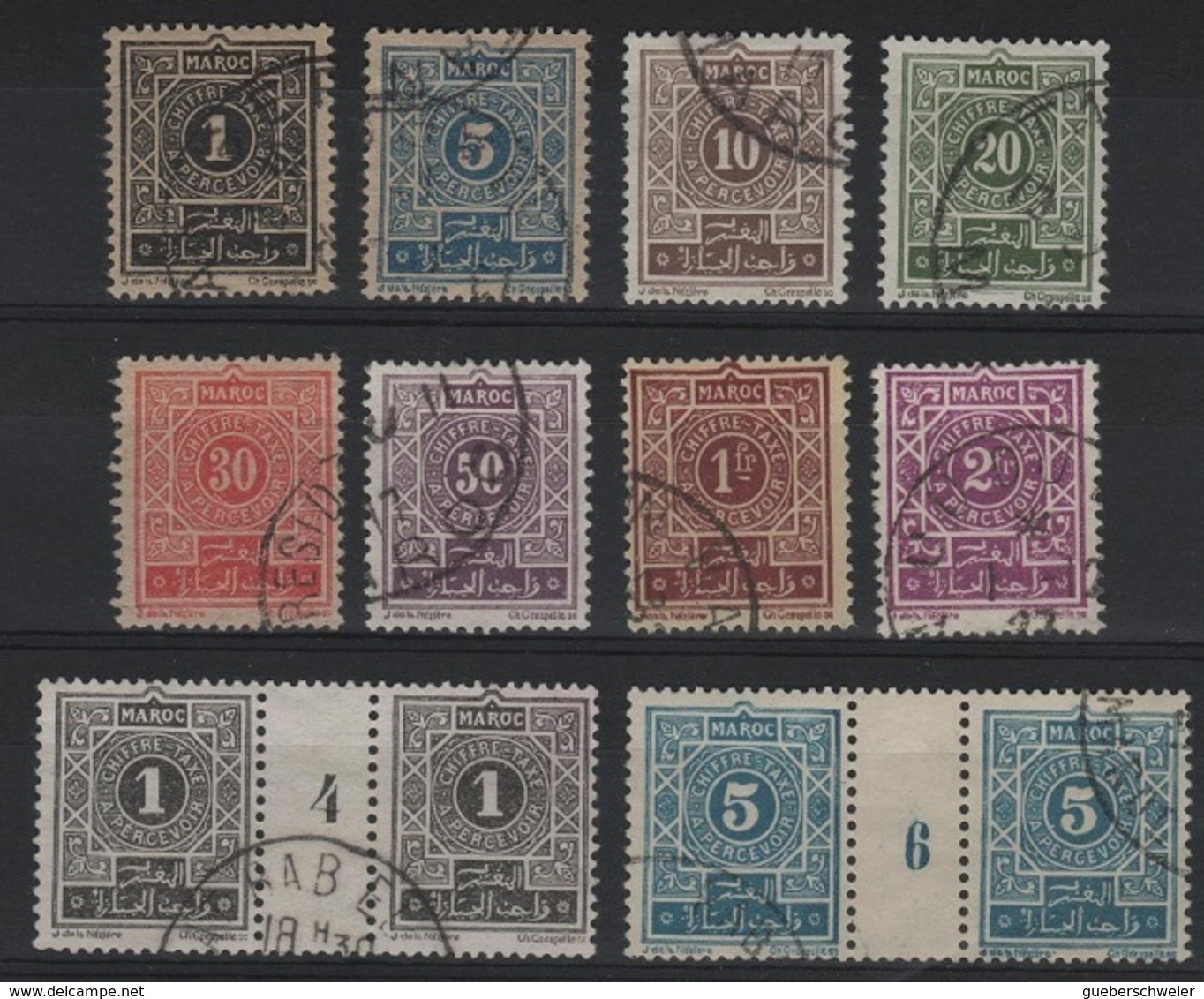 MAR 24 - MAROC TAXE N° 27/34 + 27/28 Paires Avec Millésimes Obl. - Timbres-taxe