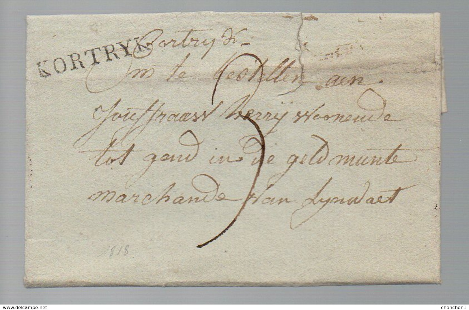 Précurseurs LAC - KORTRYK - 21 Juin 1818 Vers Gand - TB - P8 - 1815-1830 (Période Hollandaise)