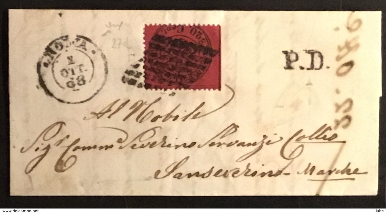 1868  DA ROMA 20 CENT DENT PER S, SEVERINO - Stato Pontificio