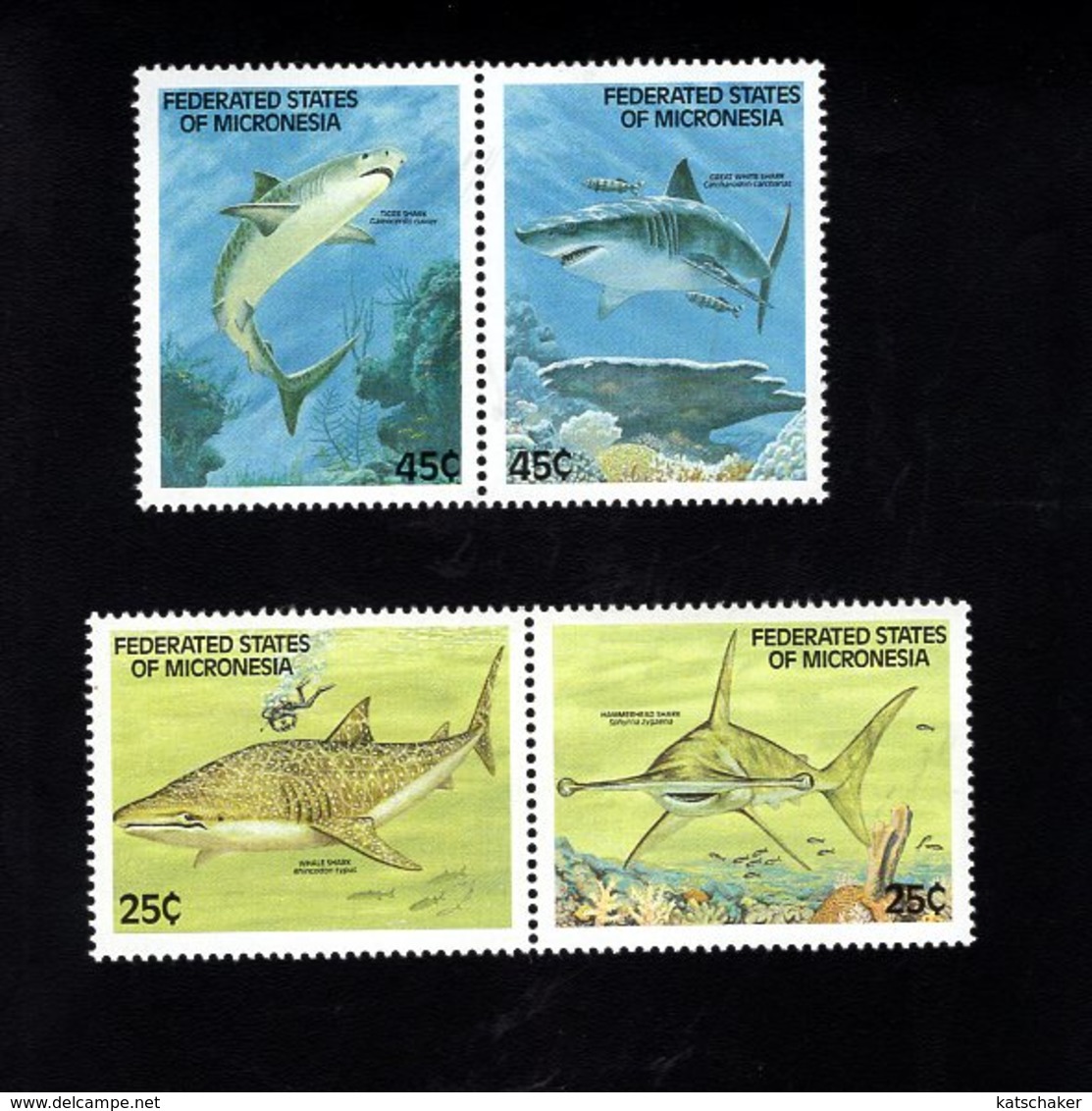 703454971 MICRONESIA POSTFRIS MINT NEVER HINGED POSTFRISCH EINWANDFREI  SCOTT 78A 80A SHARKS - Micronésie