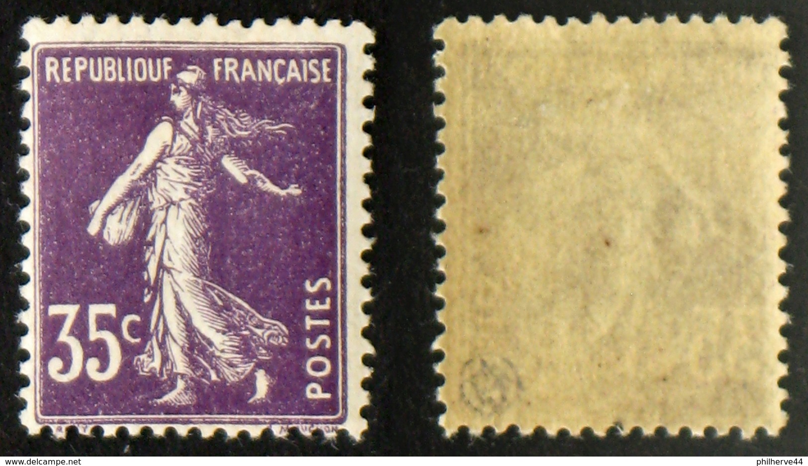 N° 142 35c Violet SEMEUSE TB Neuf N* Cote 9,5€ - 1906-38 Säerin, Untergrund Glatt