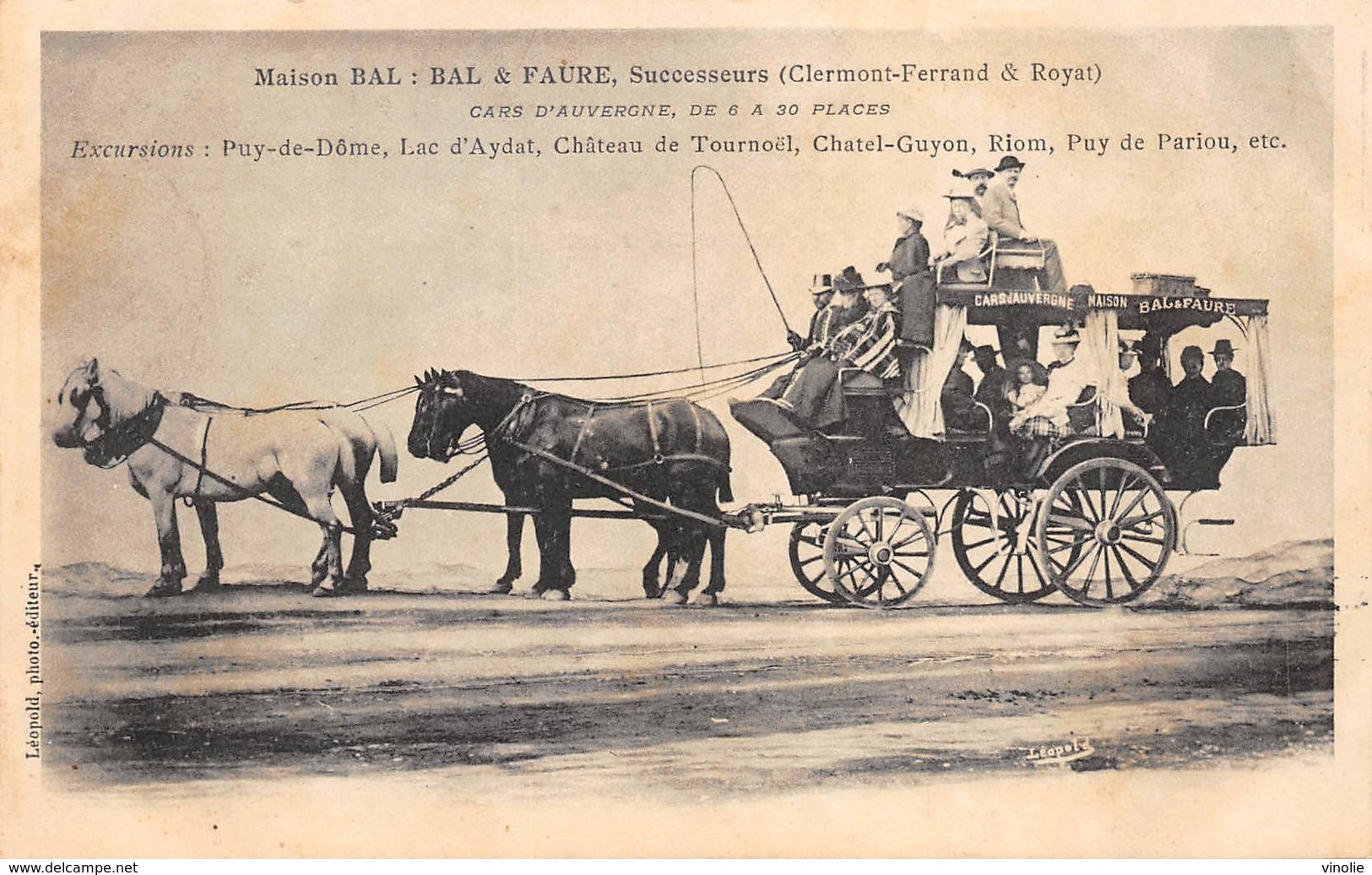 A-19-947 :  EXCURSIONS PUY DE DOME AYDAT TOURNOËL CHATELGUYON RIOM PARIOU. ATTELAGE CALLECHE.CHEVAUX. - Autres & Non Classés