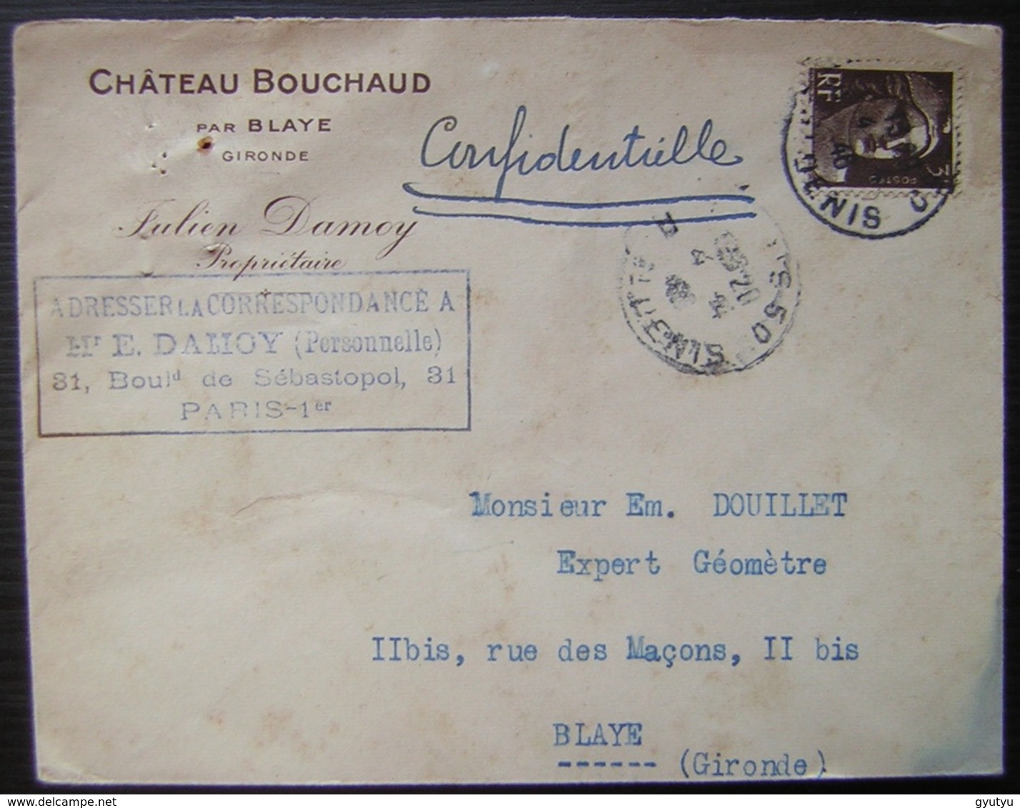 Château Bouchaud Par Blaye (Gironde) Julien Damoy Propriétaire - 1921-1960: Période Moderne