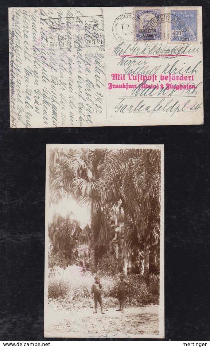 Brazil Brasil 1932 Zeppelin Picture Postcard PERNAMBUCO To MAINZ Germany Sieger 172 - Airmail (Private Companies)