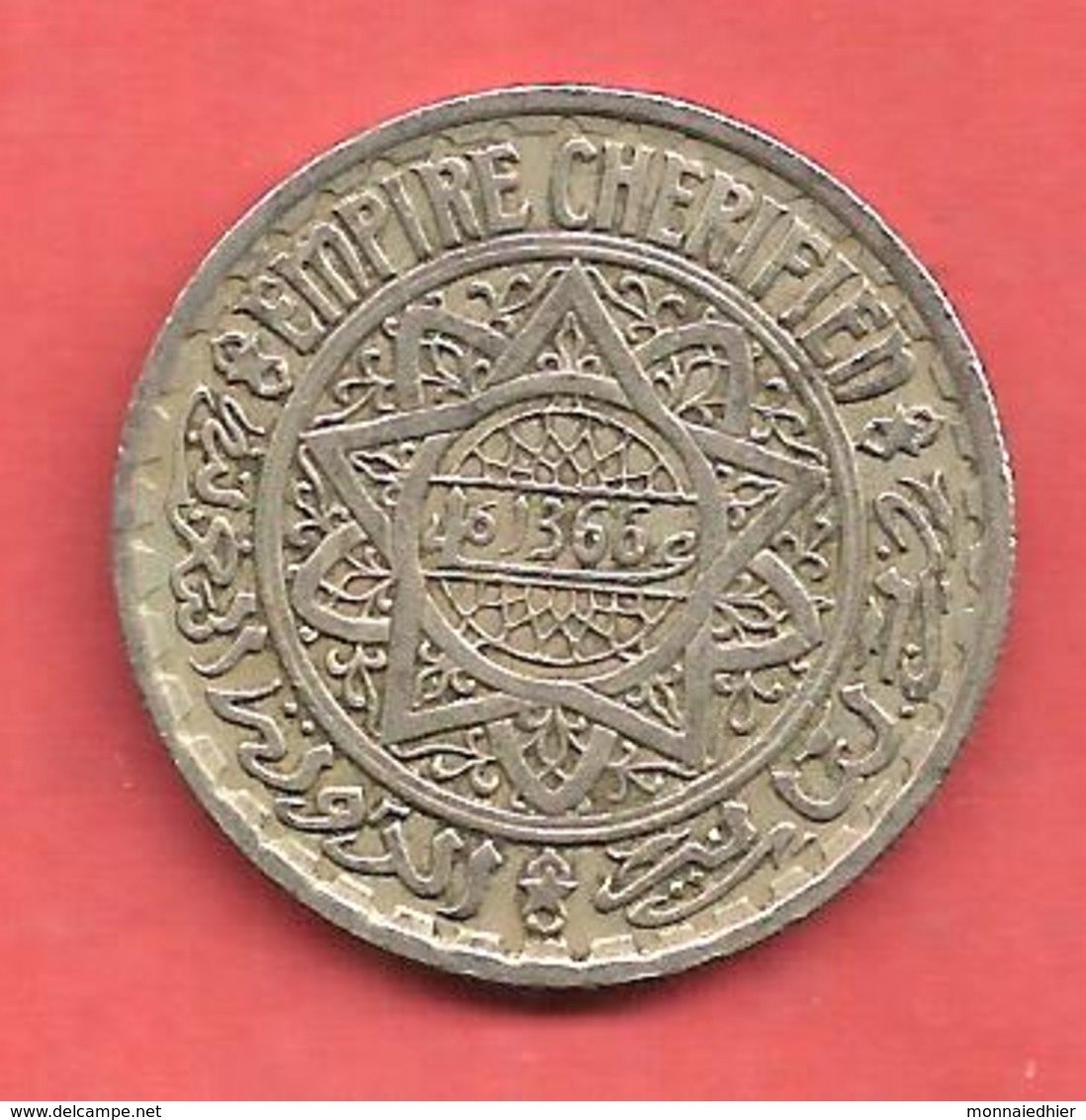 10 Francs , MAROC , EMPIRE CHERIFIEN  , Cupro-Nickel , AH 1366 , N° KM # 44 - Autres & Non Classés