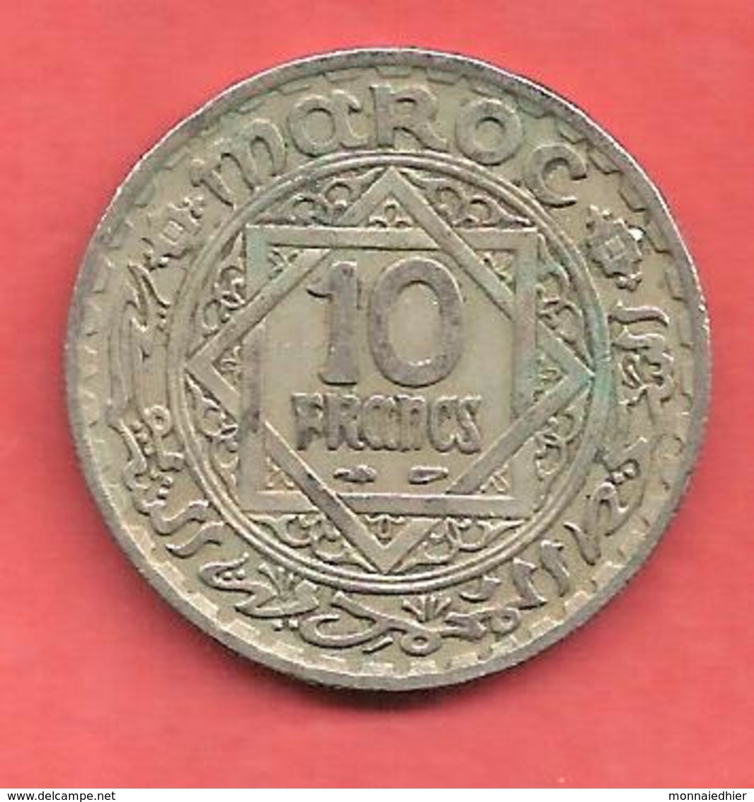 10 Francs , MAROC , EMPIRE CHERIFIEN  , Cupro-Nickel , AH 1366 , N° KM # 44 - Autres & Non Classés