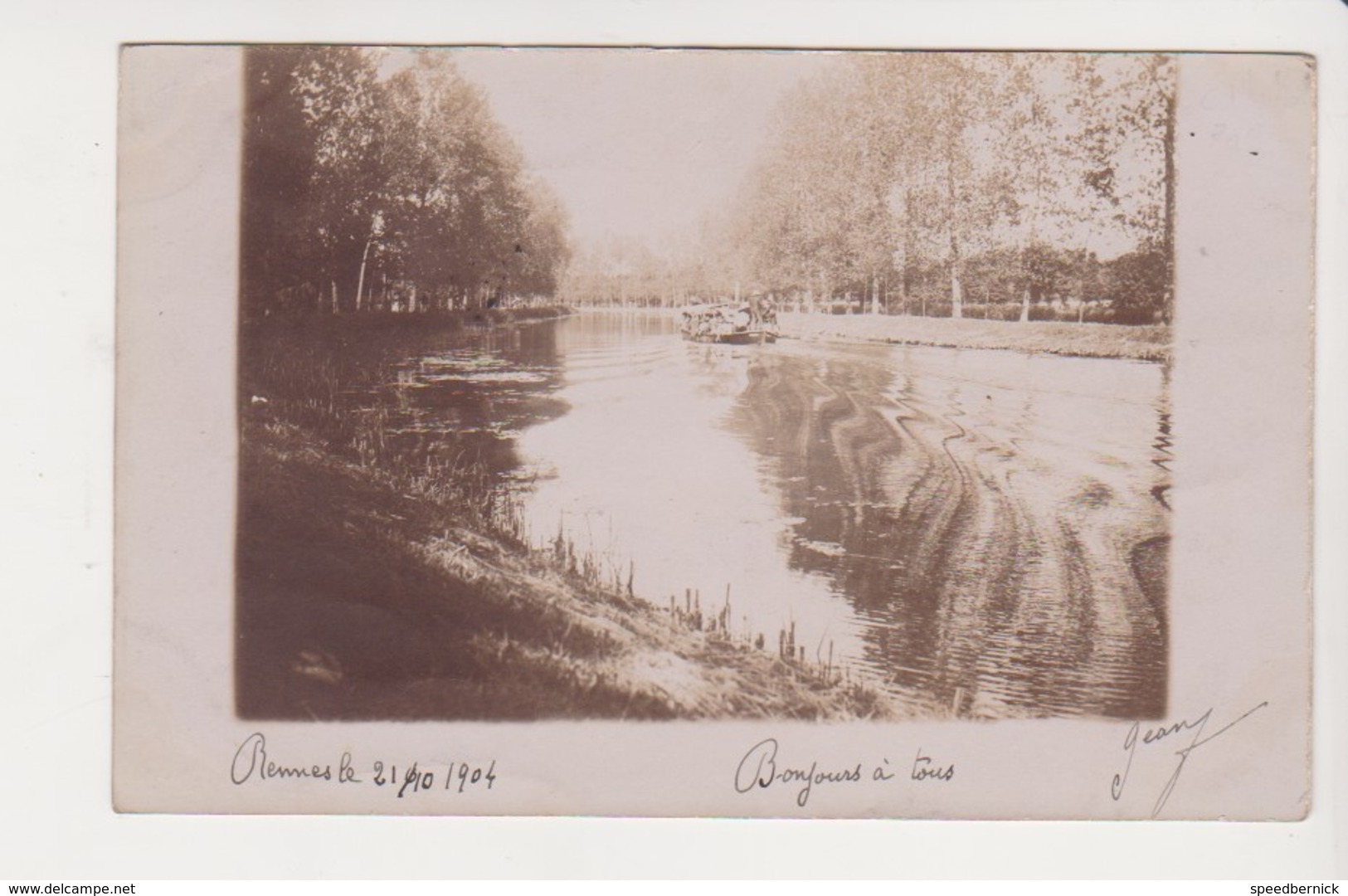 26671 Rennes 35F Carte Photo 1904-canal Ille Rance Ou Vilaine - Barque De Promenade - Rennes