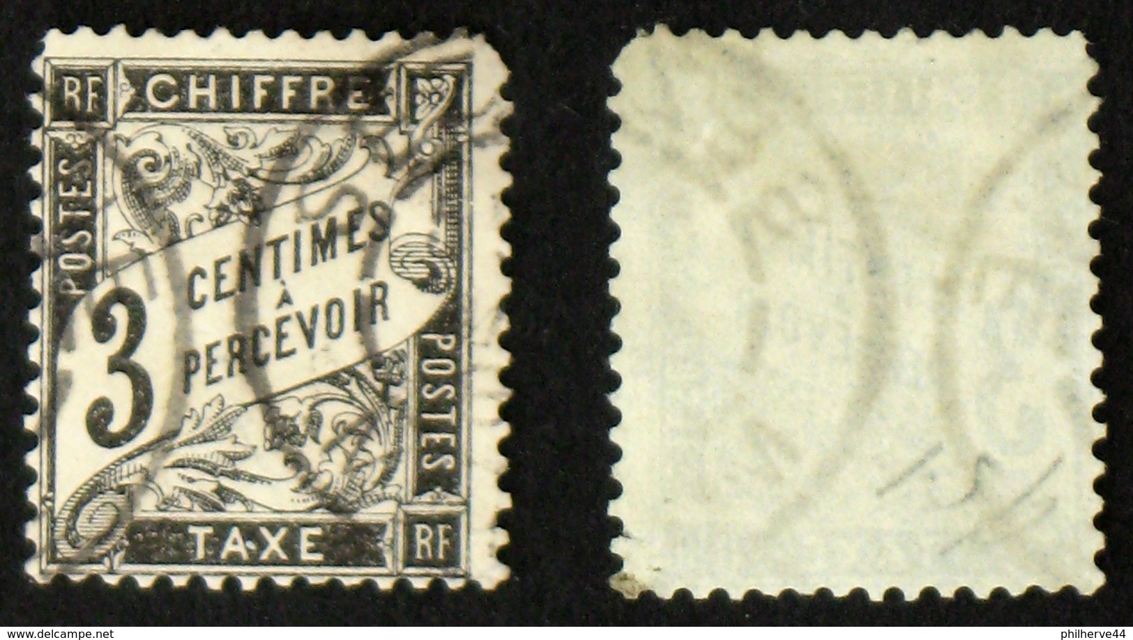 N° TAXE 12 DUVAL NOIR 3c Oblit Déf. Cote 28€ - 1859-1959 Oblitérés