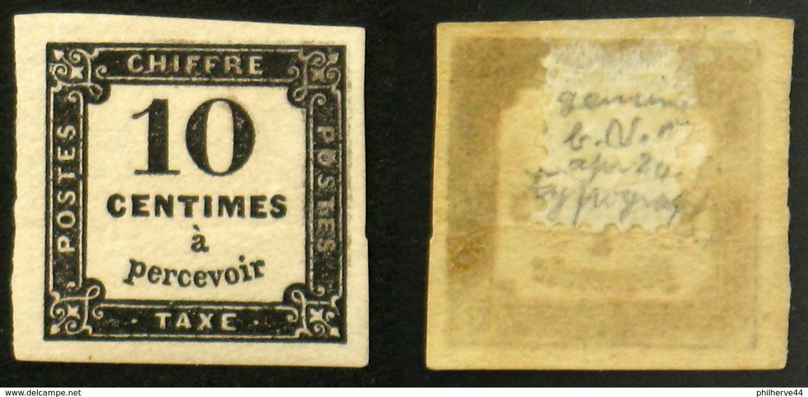 N° TAXE 2 10c Noir TB Neuf N* Cote 60€ - 1859-1959 Mint/hinged