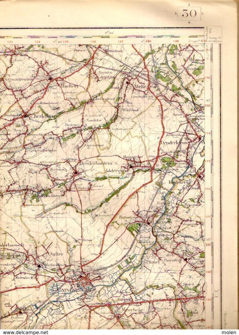 GERAARDSBERGEN Meting 1864-1911 STAFKAART 30 ZOTTEGEM NINOVE BRAKEL DENDERLEEUW HERZELE ZWALM HOREBEKE MAARKEDAL S415 - Geraardsbergen