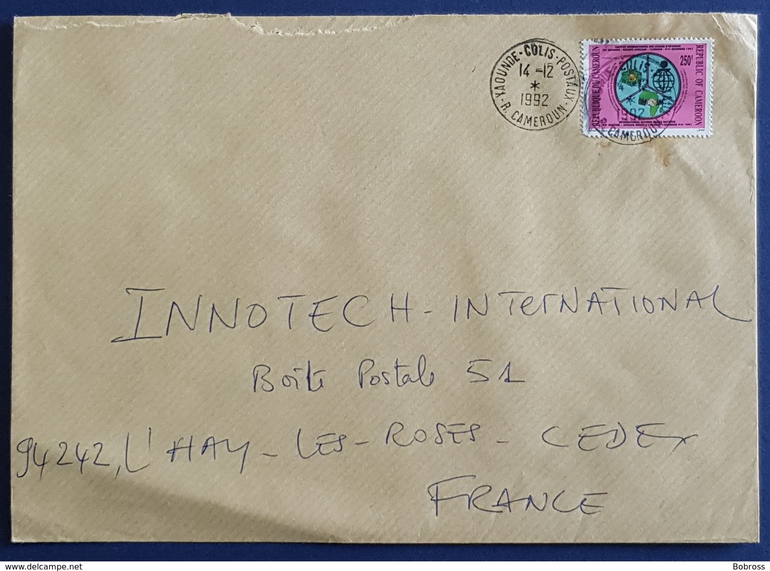 1992 Covers, Yaounde Cameroun - Innotech L'Hay Les Roses France, Ivory Coast, Par Avion - Cameroun (1960-...)