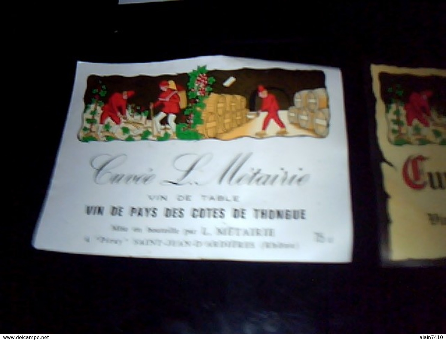 2 Etiquettes De Vin  CUVEE L.METAIRIE Vin De Pays Des Cotes De Thongue Et   Cuvée De L'ardiere Et """du Mont Beaubile - Autres & Non Classés