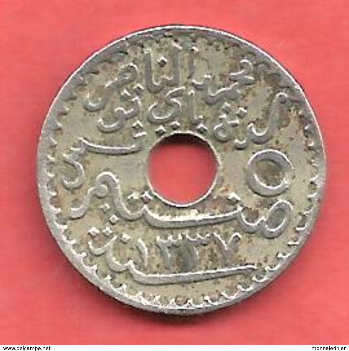 5 Centimes , TUNISIE , Nickel- Bronze , 1919 , N° KM # 242 - Andere & Zonder Classificatie