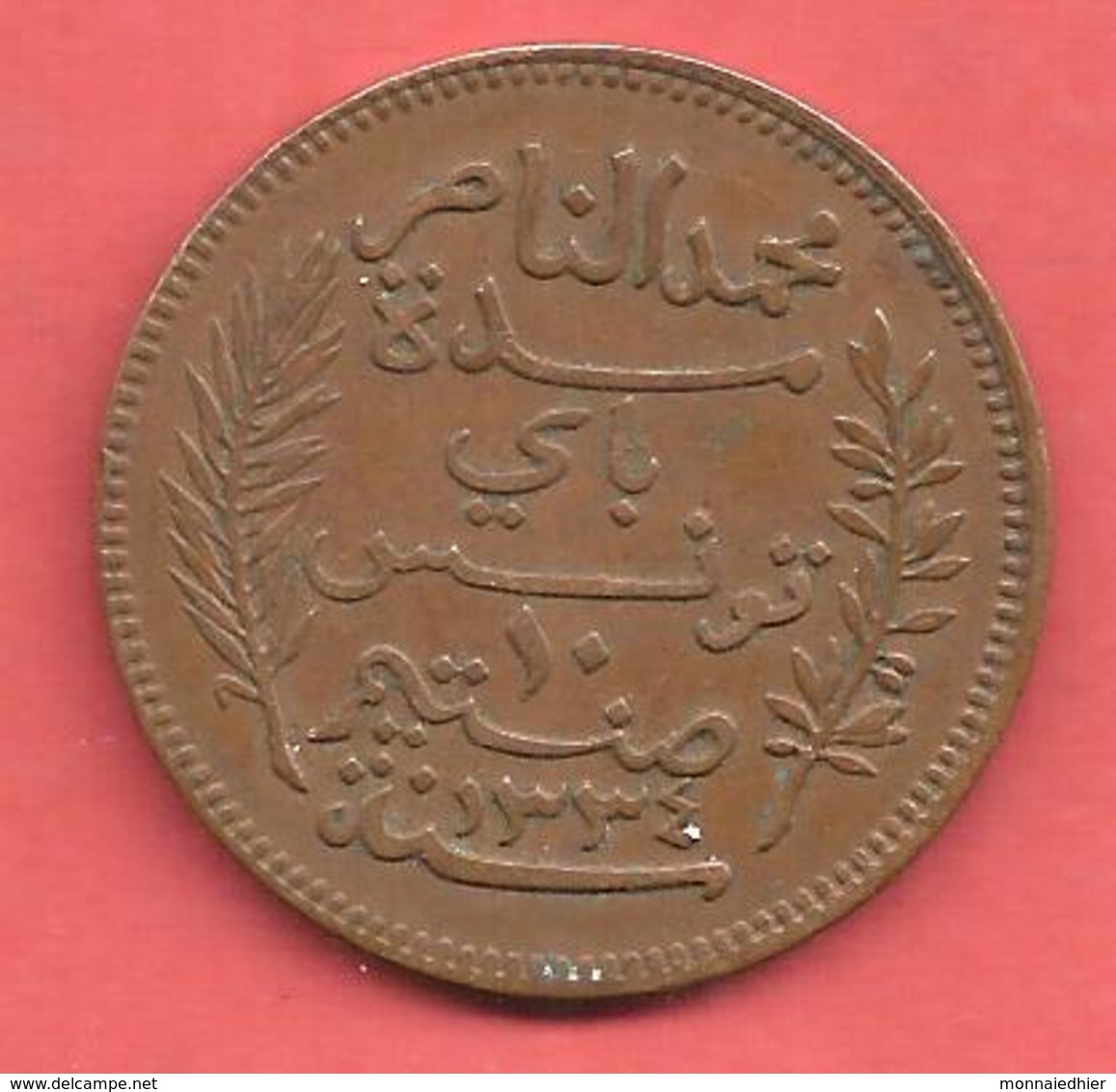 10 Centimes , TUNISIE , Bronze , 1916 A , N° KM # 236 - Autres & Non Classés