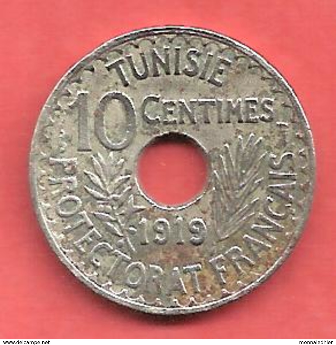 10 Centimes , TUNISIE , Nickel-Bronze , 1919 , N° KM # 243 - Autres & Non Classés