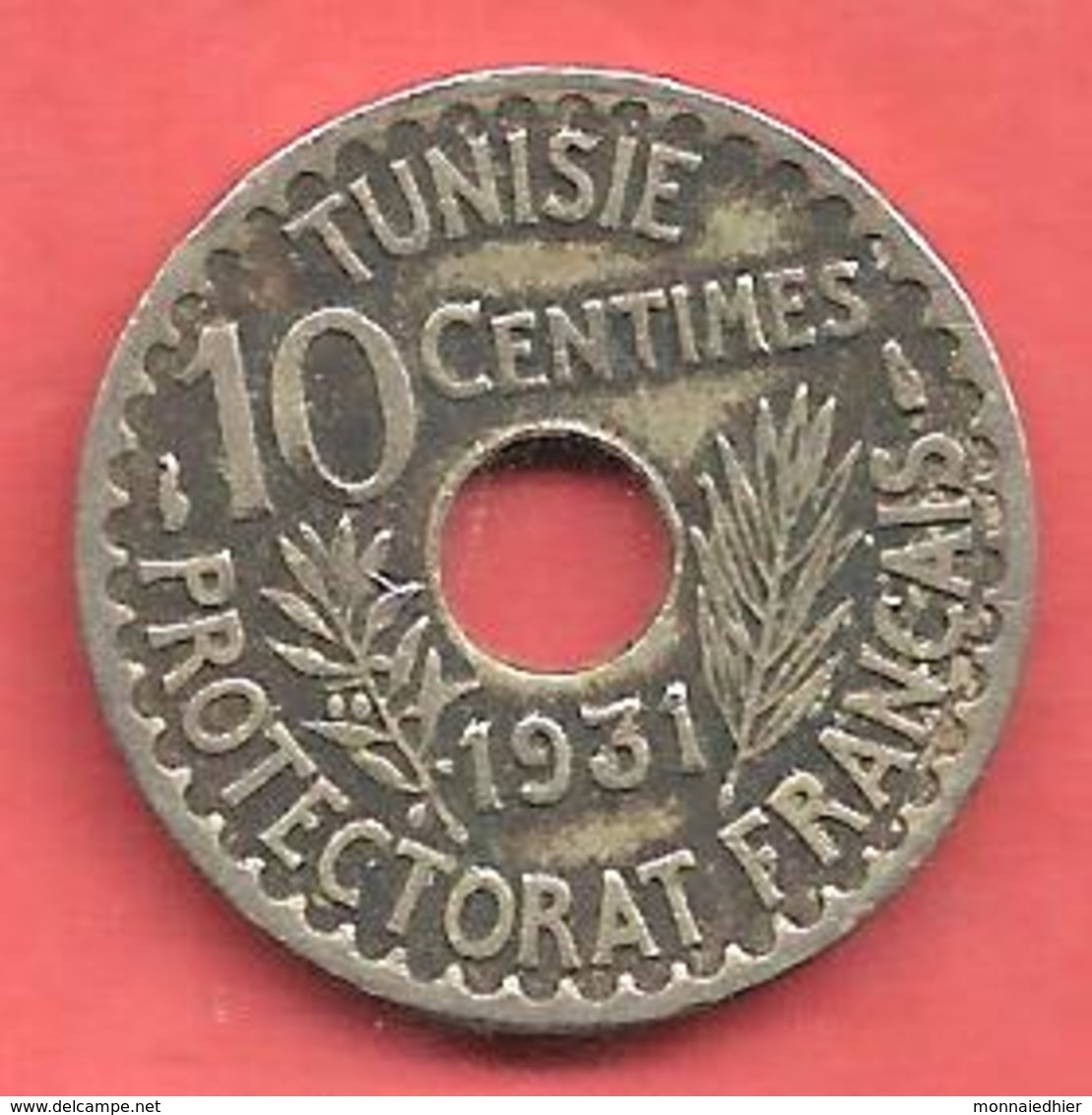 10 Centimes , TUNISIE , Nickel-Bronze , 1931 , N° KM # 259 - Andere & Zonder Classificatie