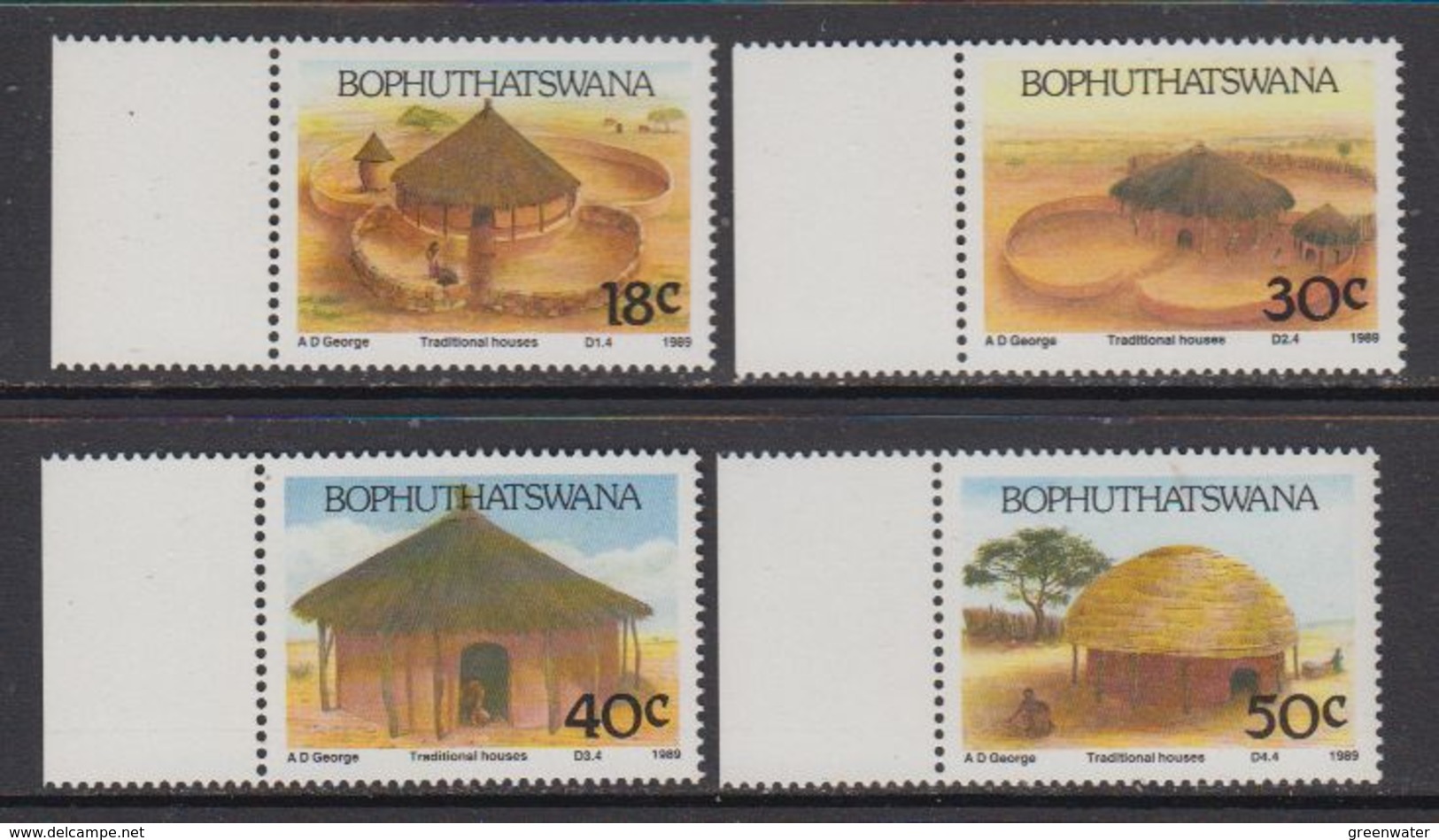 Bophuthatswana 1989 Traditional Houses 4v ** Mnh (41695B) - Bophuthatswana
